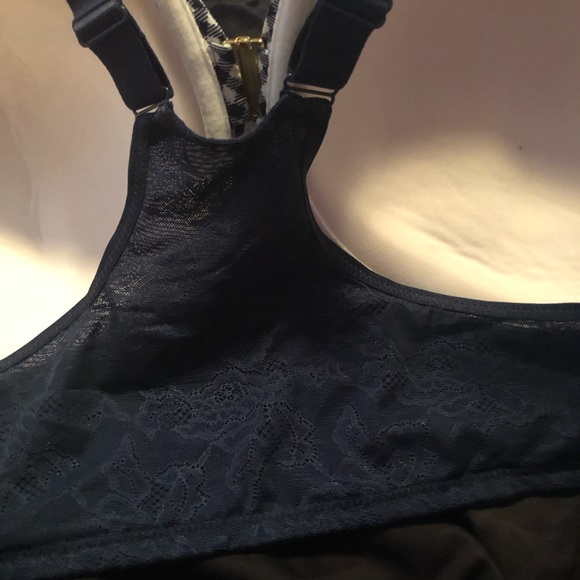 Vintage Catherine’s Front Close Racer Back Navy & White Gingham Bra, NWOT, 52DD - Picture 3 of 5